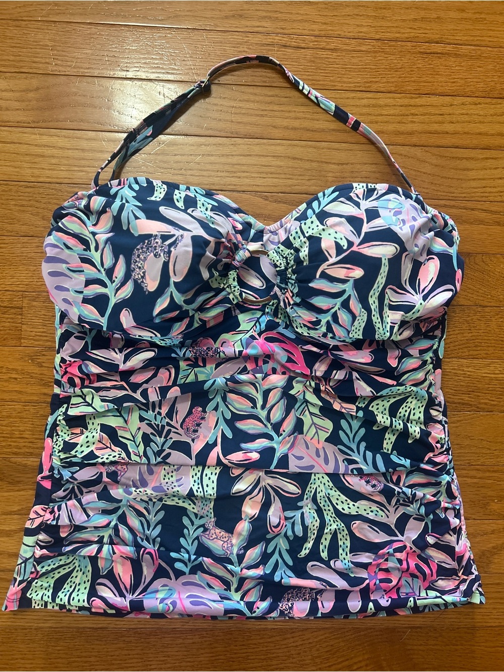 Lilly Pulitzer Tankini Swim Top Women’s Size 16 Bandeau Strapless Ruched Floral
